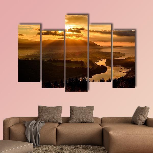 Sunset At Mourne Mountains Canvas Wall Art-5 Pop-Gallery Wrap-47" x 32"-Tiaracle