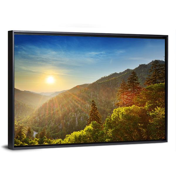 Sunset At The Newfound Gap In The Great Smoky Mountains Canvas Wall Art-3 Horizontal-Gallery Wrap-25" x 16"-Tiaracle