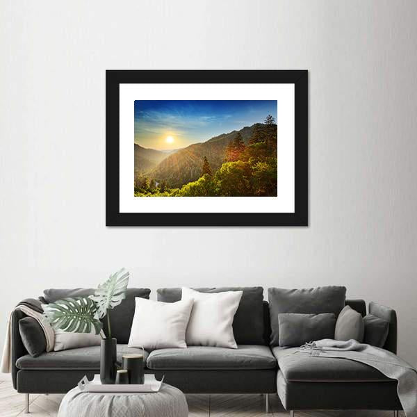 Sunset At The Newfound Gap In The Great Smoky Mountains Canvas Wall Art-3 Horizontal-Gallery Wrap-25" x 16"-Tiaracle
