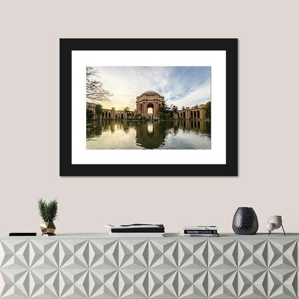 Sunset At The Palace Of Fine Arts Canvas Wall Art-1 Piece-Framed Print-20" x 16"-Tiaracle