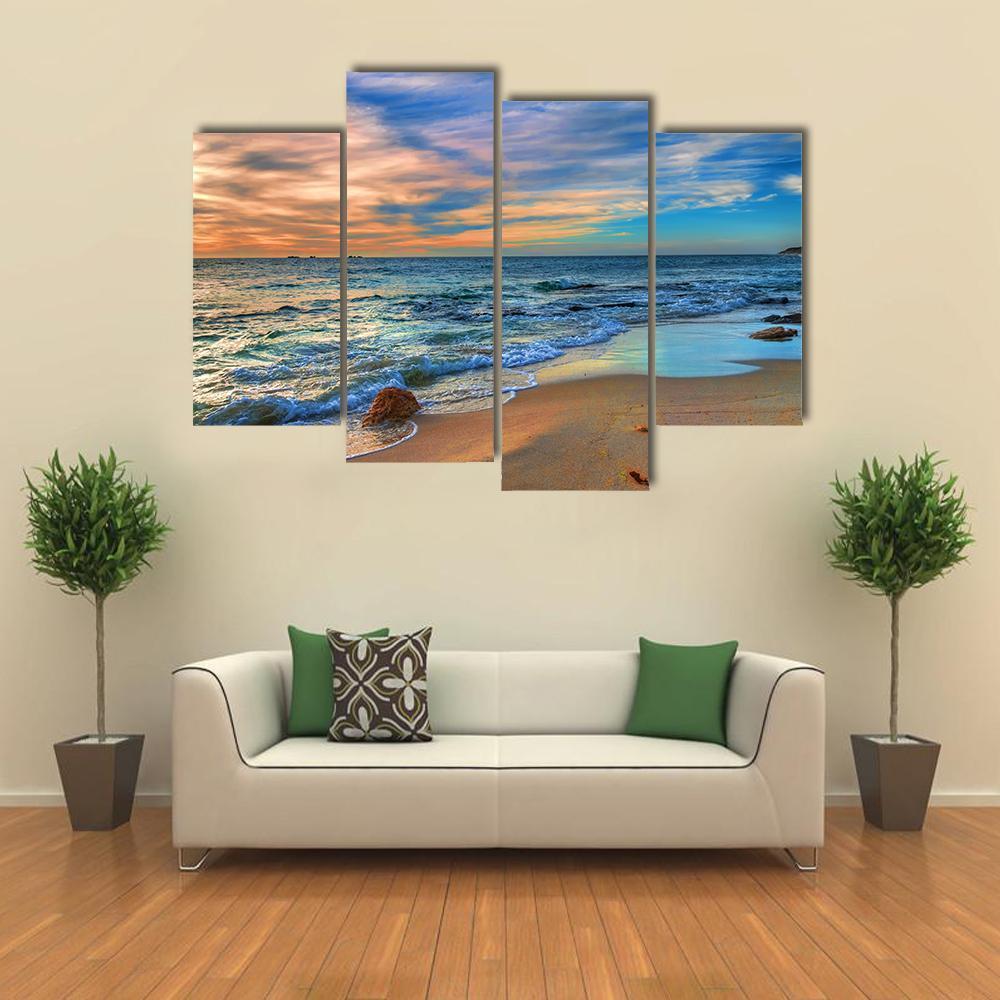 Sunset Beach Perth Western Australia Canvas Wall Art-4 Pop-Gallery Wrap-50" x 32"-Tiaracle