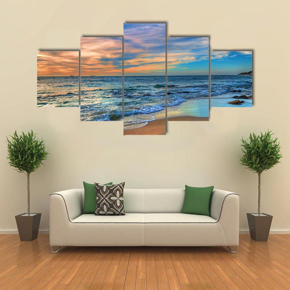 Sunset Beach Perth Western Australia Canvas Wall Art-5 Star-Gallery Wrap-62" x 32"-Tiaracle