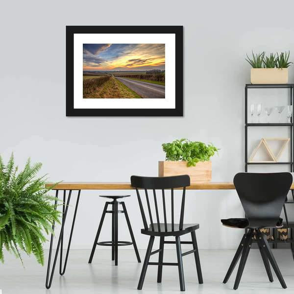 Sunset In Lincolnshire Wolds Canvas Wall Art-3 Horizontal-Gallery Wrap-25" x 16"-Tiaracle