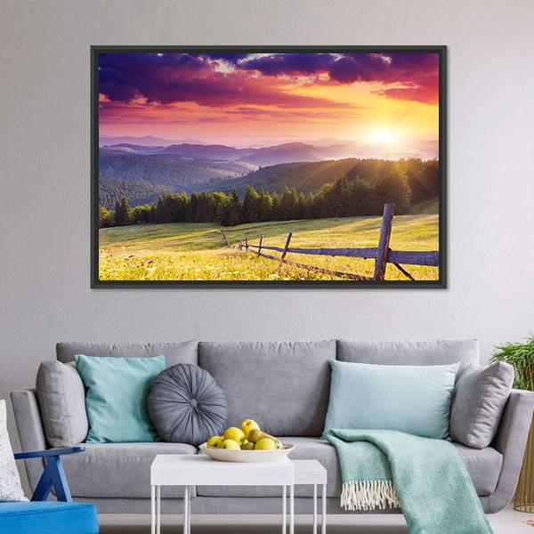Sunset In Mount Carpathian Canvas Wall Art-3 Horizontal-Gallery Wrap-25" x 16"-Tiaracle
