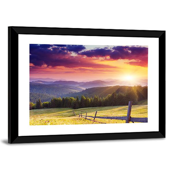 Sunset In Mount Carpathian Canvas Wall Art-3 Horizontal-Gallery Wrap-25" x 16"-Tiaracle