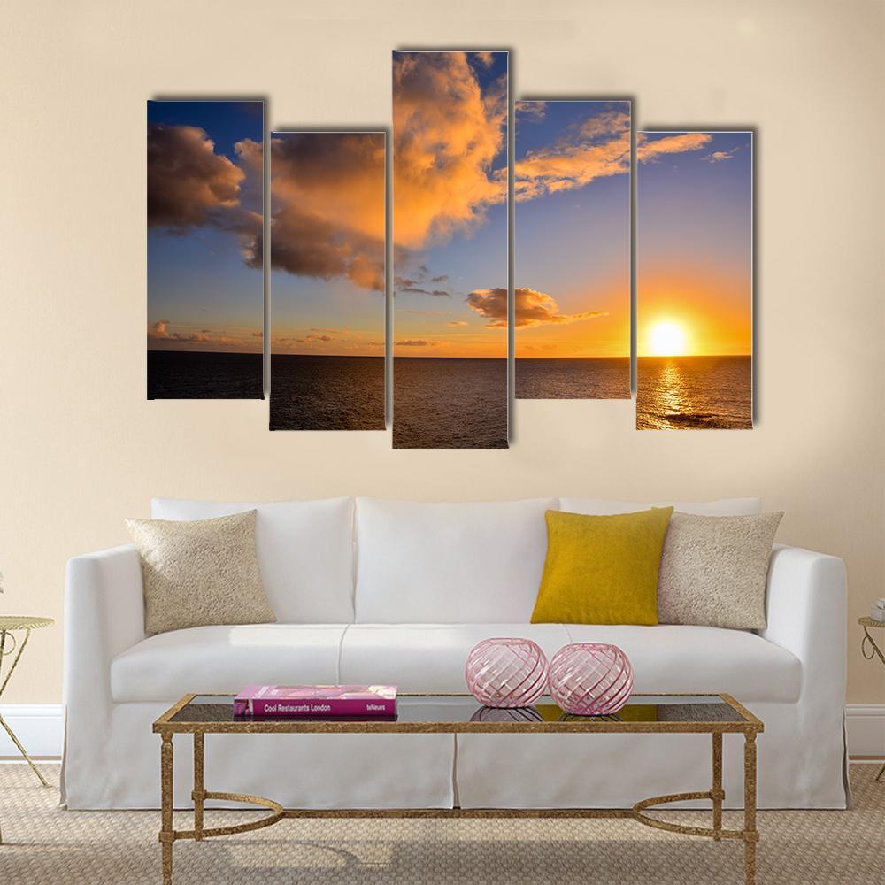 Sunset Near The Ocean Canvas Wall Art-5 Pop-Gallery Wrap-47" x 32"-Tiaracle