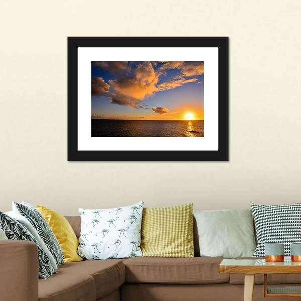 Sunset Near The Ocean Canvas Wall Art-3 Horizontal-Gallery Wrap-25" x 16"-Tiaracle