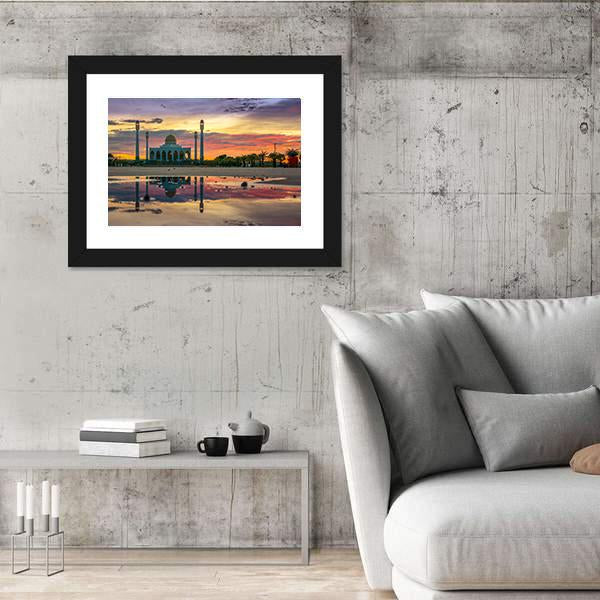 Sunset Of Central Songkhla Mosque Canvas Wall Art-3 Horizontal-Gallery Wrap-25" x 16"-Tiaracle