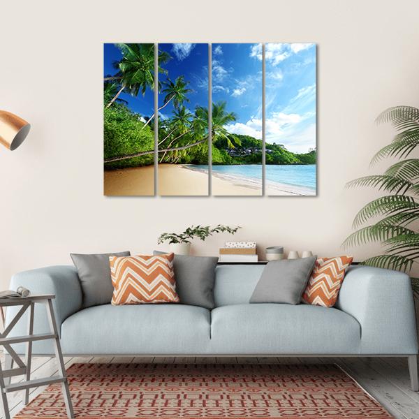 Sunset On Beach Anse Takamaka Canvas Wall Art-4 Horizontal-Gallery Wrap-34" x 24"-Tiaracle