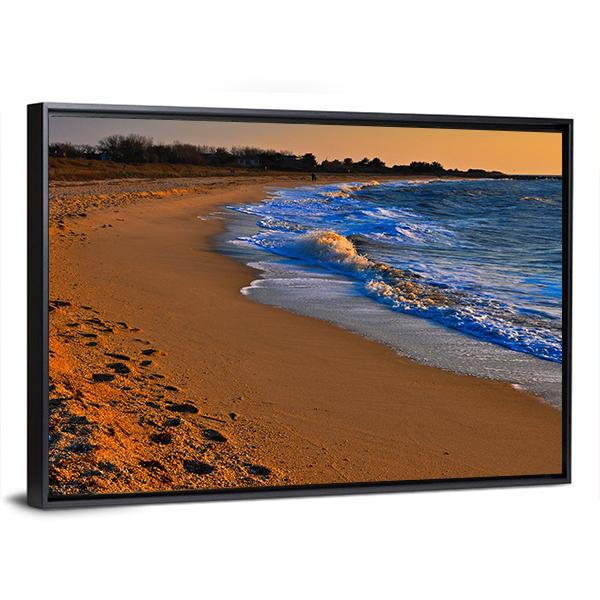 Sunset On Beach New Jersey Canvas Wall Art-3 Horizontal-Gallery Wrap-25" x 16"-Tiaracle