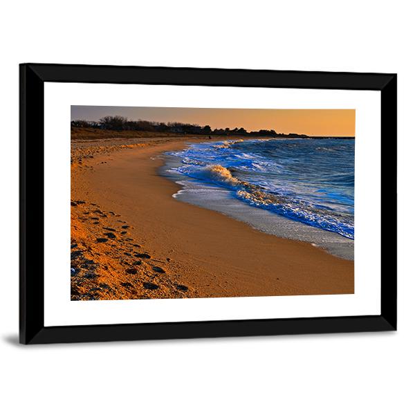 Sunset On Beach New Jersey Canvas Wall Art-3 Horizontal-Gallery Wrap-25" x 16"-Tiaracle