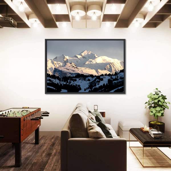 Sunset On Mont Blanc Canvas Wall Art-5 Horizontal-Gallery Wrap-22" x 12"-Tiaracle