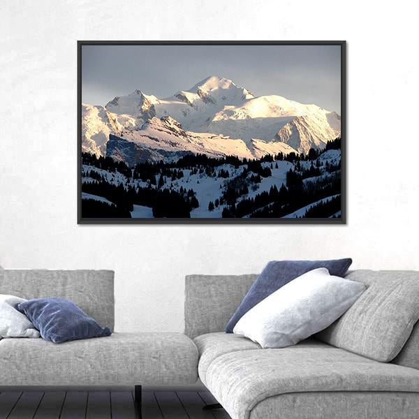 Sunset On Mont Blanc Canvas Wall Art-5 Horizontal-Gallery Wrap-22" x 12"-Tiaracle