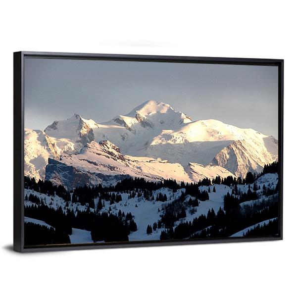 Sunset On Mont Blanc Canvas Wall Art-5 Horizontal-Gallery Wrap-22" x 12"-Tiaracle