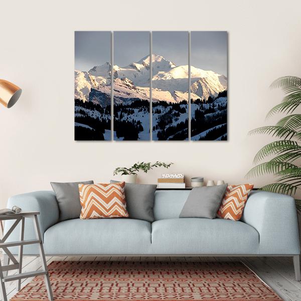 Sunset On Mont Blanc Canvas Wall Art-4 Horizontal-Gallery Wrap-34" x 24"-Tiaracle