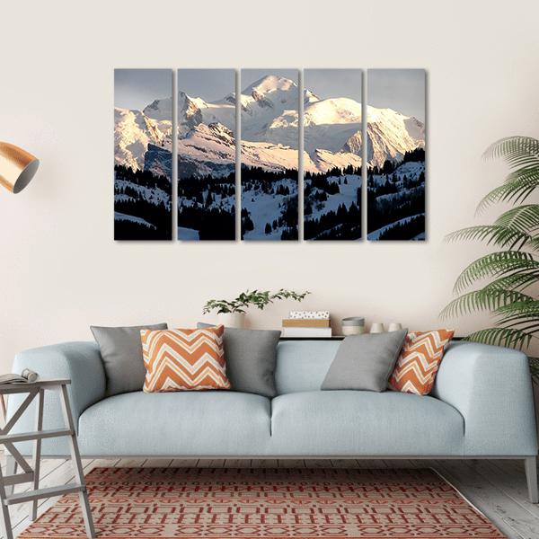 Sunset On Mont Blanc Canvas Wall Art-5 Horizontal-Gallery Wrap-22" x 12"-Tiaracle