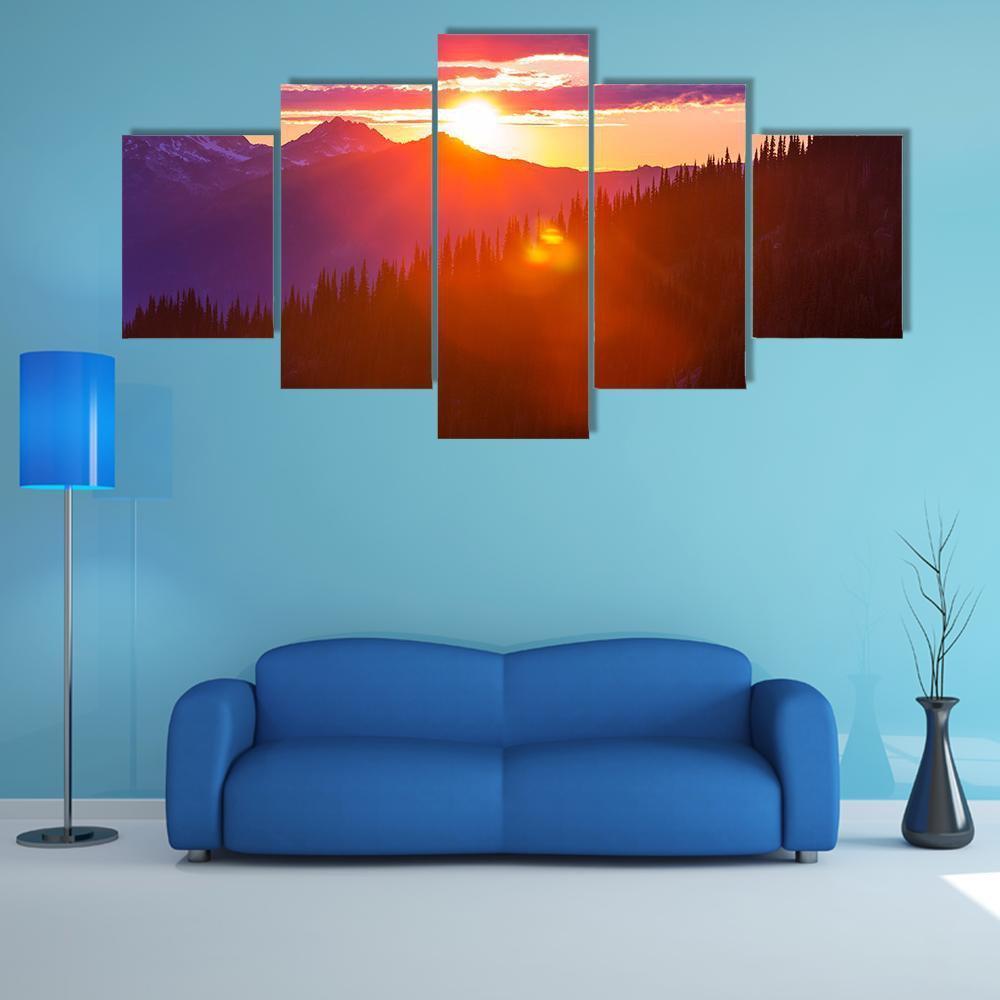 Sunset On Summit Haleakala Canvas Wall Art-5 Star-Gallery Wrap-62" x 32"-Tiaracle