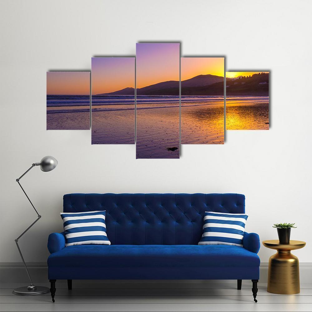 Sunset Over Inch Beach On Dingle Peninsula Canvas Wall Art-5 Star-Gallery Wrap-62" x 32"-Tiaracle