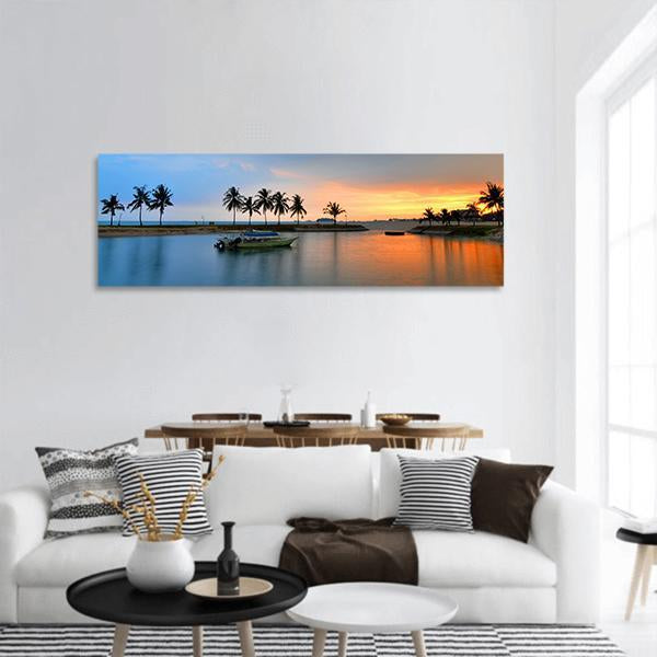 Sunset Over Island Of Malaysia Panoramic Canvas Wall Art-1 Piece-36" x 12"-Tiaracle