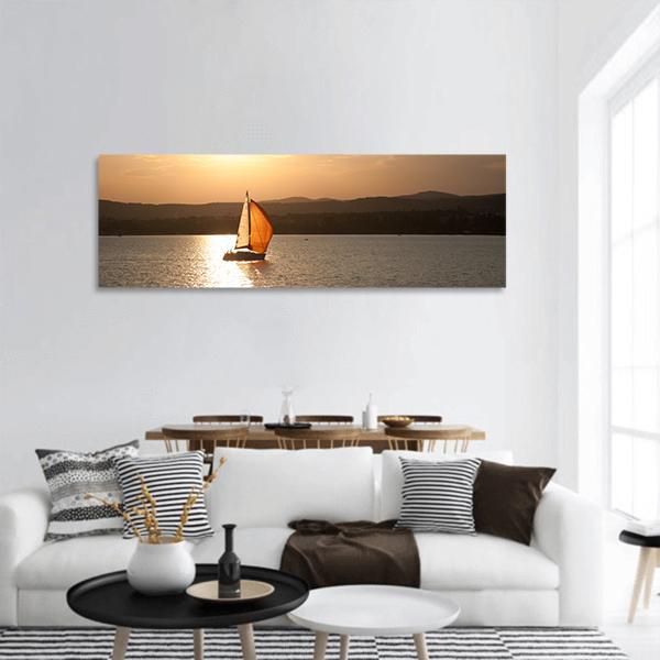 Sunset Over Lake Balaton Hungary Panoramic Canvas Wall Art-1 Piece-36" x 12"-Tiaracle