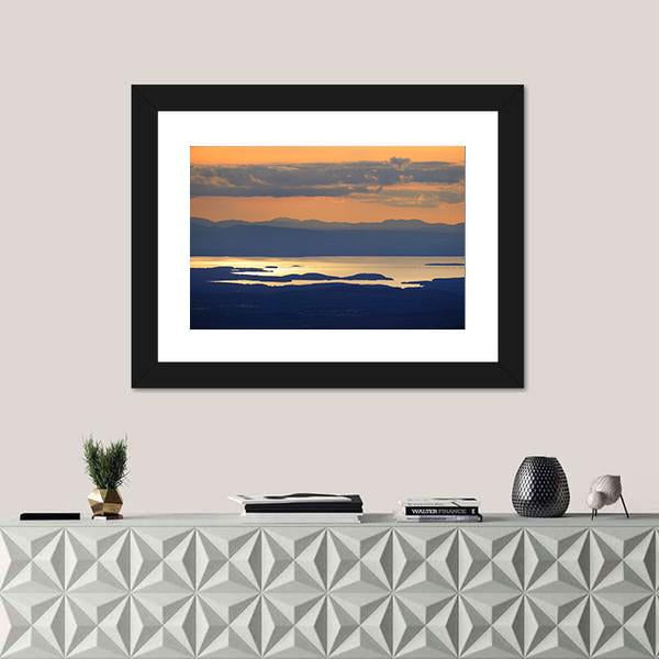 Sunset Over Lake Champlain Canvas Wall Art-3 Horizontal-Gallery Wrap-25" x 16"-Tiaracle