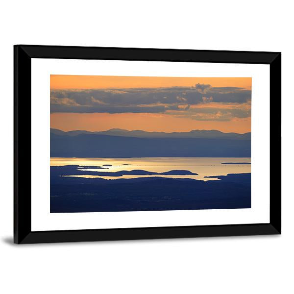 Sunset Over Lake Champlain Canvas Wall Art-3 Horizontal-Gallery Wrap-25" x 16"-Tiaracle