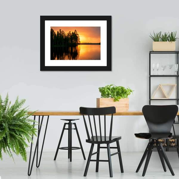 Sunset Over Lake Finland Canvas Wall Art-3 Horizontal-Gallery Wrap-25" x 16"-Tiaracle