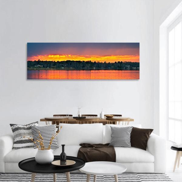 Sunset over Lake in Bemidji Panoramic Canvas Wall Art-1 Piece-36" x 12"-Tiaracle