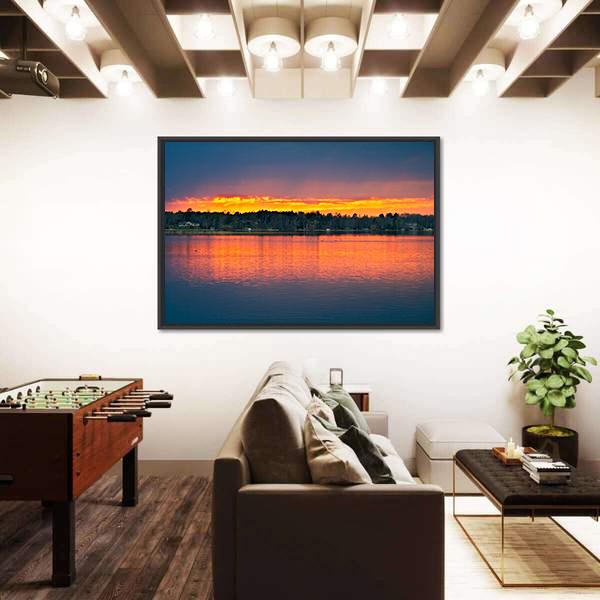 Sunset over Lake in Bemidji Panoramic Canvas Wall Art-1 Piece-36" x 12"-Tiaracle