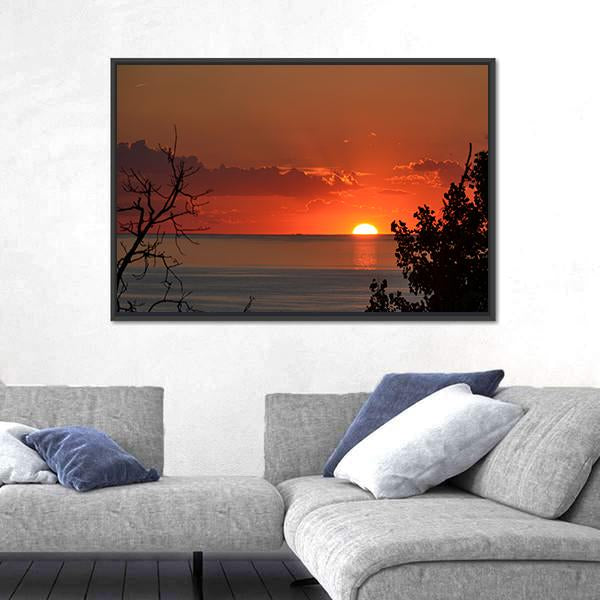 Sunset Over Lake Michigan Canvas Wall Art-3 Horizontal-Gallery Wrap-25" x 16"-Tiaracle