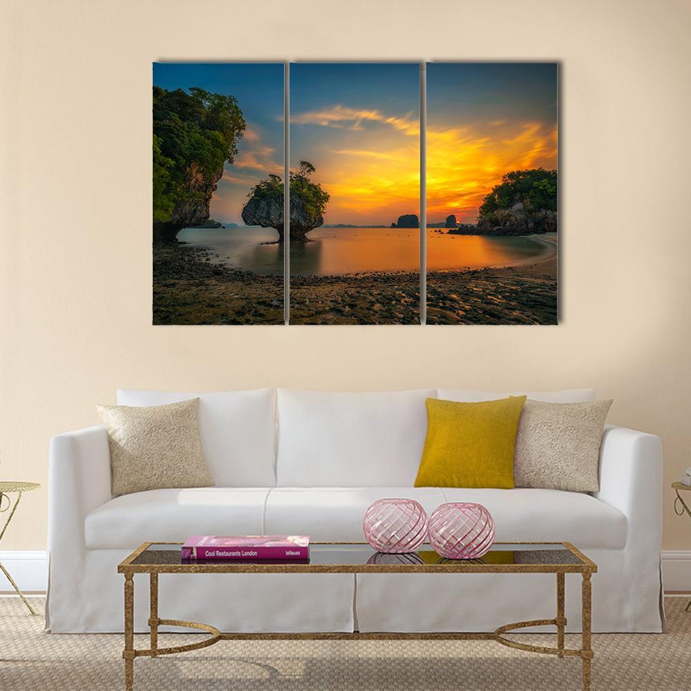 Laopilae Archipelago Ko Hong Island Sunset Canvas Wall Art-3 Horizontal-Gallery Wrap-37" x 24"-Tiaracle