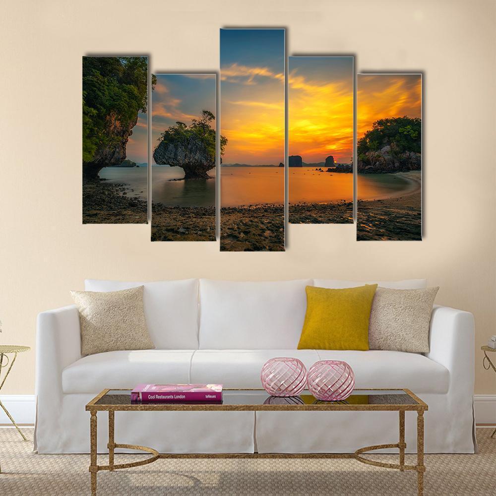 Laopilae Archipelago Ko Hong Island Sunset Canvas Wall Art-5 Pop-Gallery Wrap-47" x 32"-Tiaracle