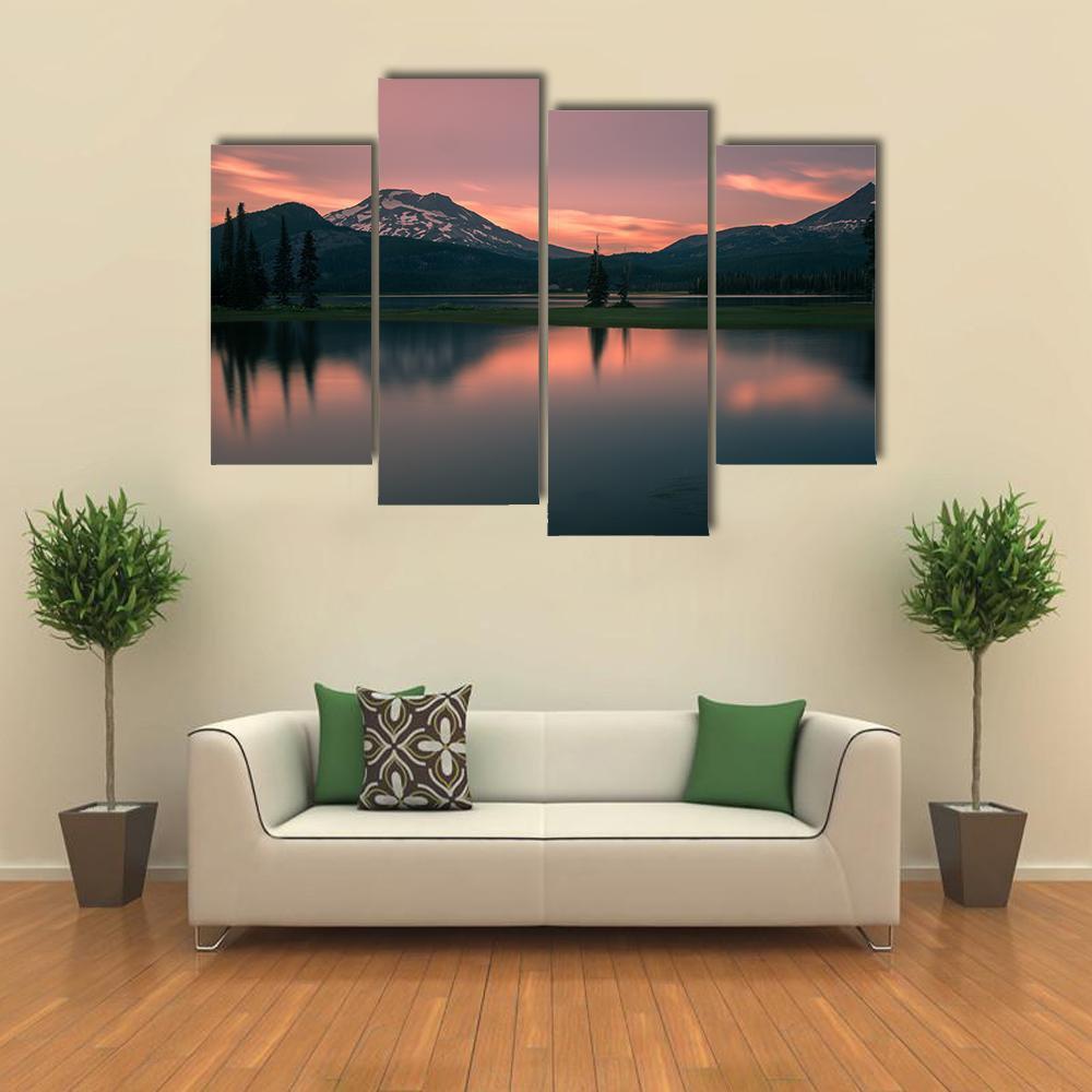 Sunset Over Sparks Lake Canvas Wall Art-4 Pop-Gallery Wrap-50" x 32"-Tiaracle