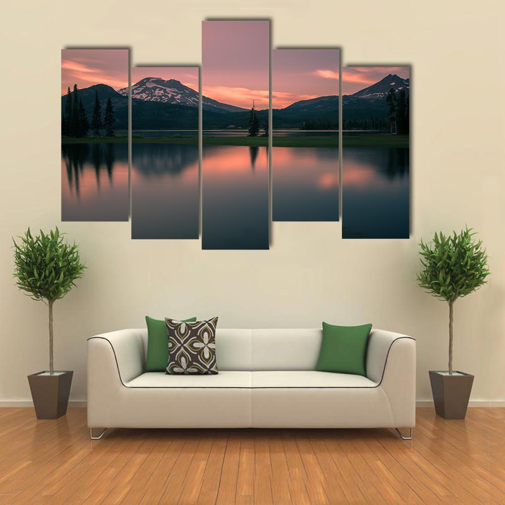 Sunset Over Sparks Lake Canvas Wall Art-5 Pop-Gallery Wrap-47" x 32"-Tiaracle