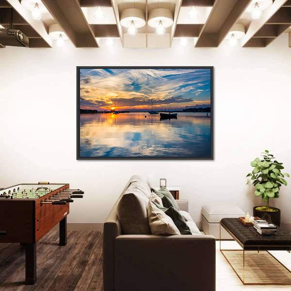 Sunset Over The Folly River Canvas Wall Art-3 Horizontal-Gallery Wrap-25" x 16"-Tiaracle