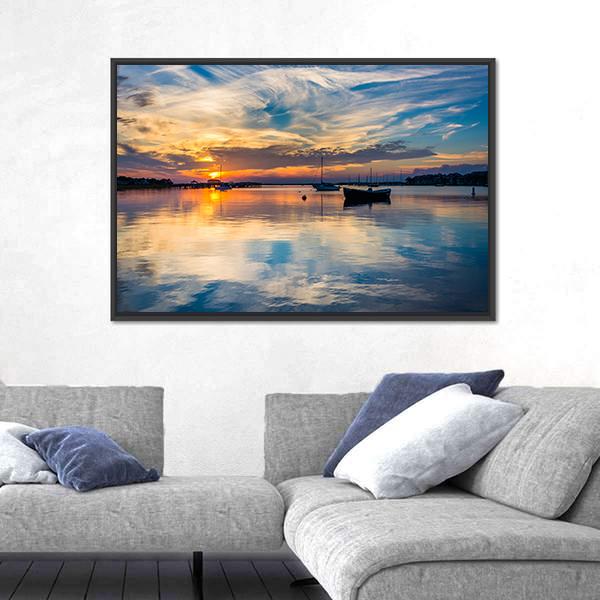Sunset Over The Folly River Canvas Wall Art-3 Horizontal-Gallery Wrap-25" x 16"-Tiaracle