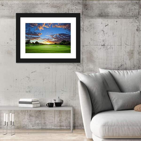 Sunset Over The Golf Course Canvas Wall Art-3 Horizontal-Gallery Wrap-25" x 16"-Tiaracle