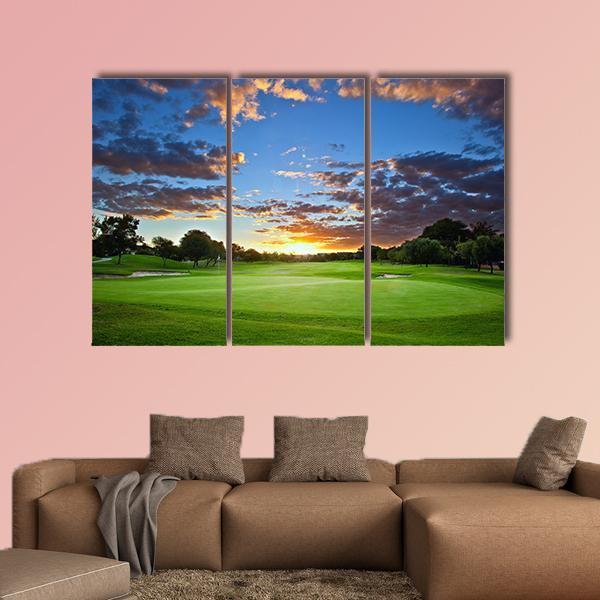 Sunset Over The Golf Course Canvas Wall Art-3 Horizontal-Gallery Wrap-25" x 16"-Tiaracle