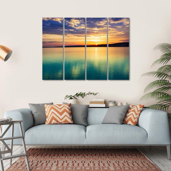 Sunset Over The River In Russia Canvas Wall Art-4 Horizontal-Gallery Wrap-34" x 24"-Tiaracle