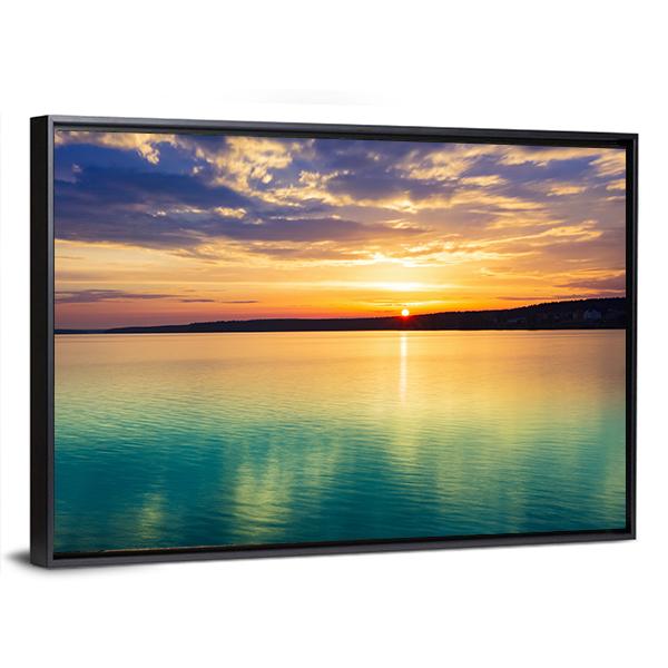 Sunset Over The River In Russia Canvas Wall Art-3 Horizontal-Gallery Wrap-25" x 16"-Tiaracle