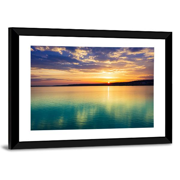 Sunset Over The River In Russia Canvas Wall Art-3 Horizontal-Gallery Wrap-25" x 16"-Tiaracle
