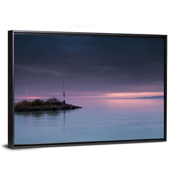 Sunset Scene On Lake Balaton Canvas Wall Art-3 Horizontal-Gallery Wrap-25" x 16"-Tiaracle