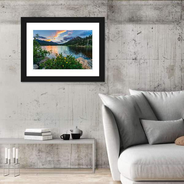 Sunset Sky Over Lily Lake Canvas Wall Art-3 Horizontal-Gallery Wrap-25" x 16"-Tiaracle