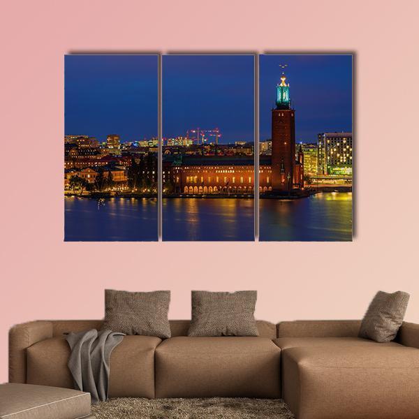 Sunset View Across Lake Malaren Canvas Wall Art-3 Horizontal-Gallery Wrap-25" x 16"-Tiaracle
