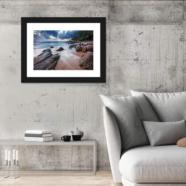 Sunset View Of Tropical Beach Canvas Wall Art-3 Horizontal-Gallery Wrap-25" x 16"-Tiaracle