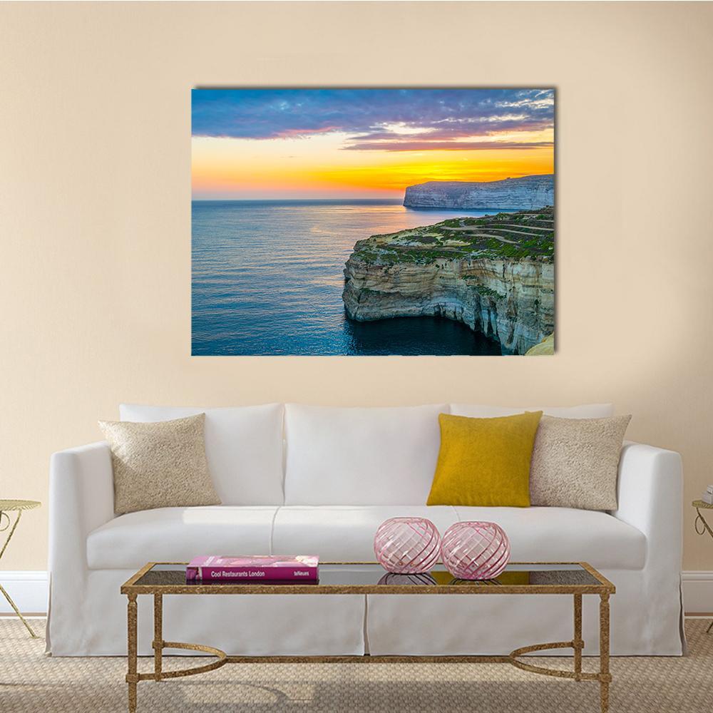 Sunset View Over Sanap Cliffs On Gozo Canvas Wall Art-1 Piece-Gallery Wrap-36" x 24"-Tiaracle