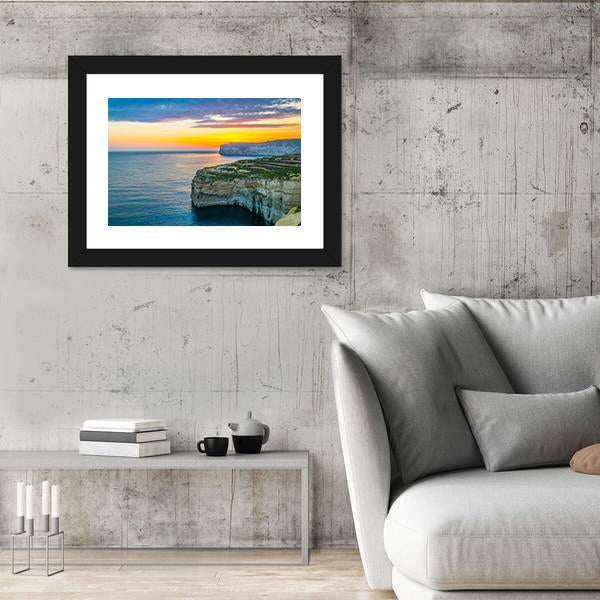 Sunset View Over Sanap Cliffs On Gozo Canvas Wall Art-3 Horizontal-Gallery Wrap-25" x 16"-Tiaracle