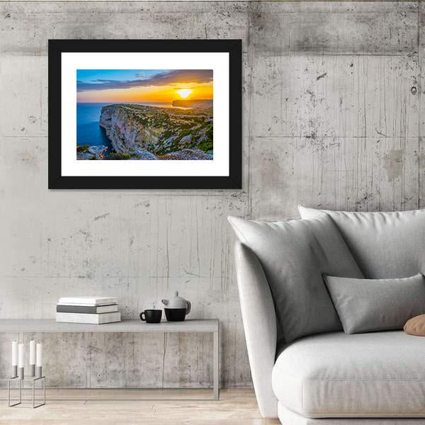 Sunset View Over Ta Cenc Cliffs On Gozo Canvas Wall Art-3 Horizontal-Gallery Wrap-25" x 16"-Tiaracle