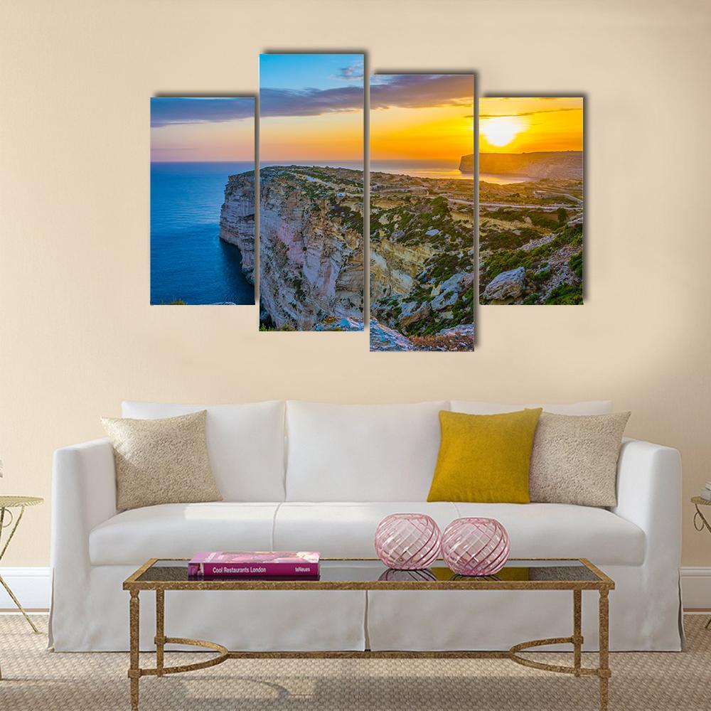 Sunset View Over Ta Cenc Cliffs On Gozo Canvas Wall Art-4 Pop-Gallery Wrap-50" x 32"-Tiaracle