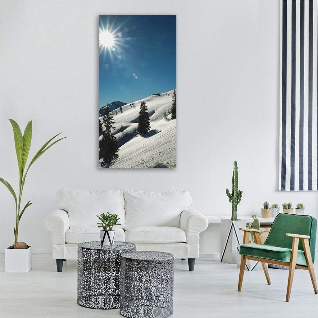 Sunshine On winter Snow Vertical Canvas Wall Art-1 Vertical-Gallery Wrap-12" x 24"-Tiaracle